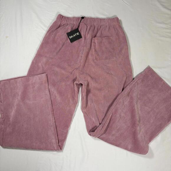 Skatie Corduroy Pants Women S Pink Wide Leg Baggy Venice Pull On Stretch NWT - Picture 11 of 13